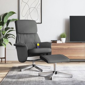 Sillón reclinable de masaje con reposapiés tela gris oscuro de , Sillones - Ref: Foro24-356679, Precio: 139,02 €, Descuento: %