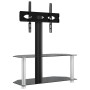 Corner TV stand with 2 levels for 32-70 inch TVs, black and silver. by , TV Furniture - Ref: Foro24-358167, Price: 88,99 €, D...