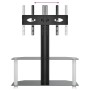 Corner TV stand with 2 levels for 32-70 inch TVs, black and silver. by , TV Furniture - Ref: Foro24-358167, Price: 88,99 €, D...