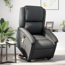 Sillón reclinable de masaje elevable cuero auténtico negro de , Sillones - Ref: Foro24-3204266, Precio: 395,99 €, Descuento: %