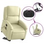 Sillón reclinable elevable cuero auténtico color crema de , Sillones - Ref: Foro24-3204264, Precio: 491,99 €, Descuento: %