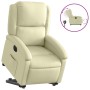 Sillón reclinable eléctrico elevable cuero auténtico crema de , Sillones - Ref: Foro24-3204272, Precio: 481,99 €, Descuento: %