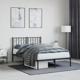 Estructura de cama con cabecero metal negro 120x190 cm de , Camas y somieres - Ref: Foro24-374434, Precio: 96,84 €, Descuento: %