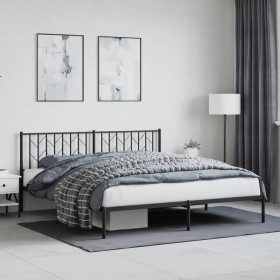 Bed frame with black metal headboard 180x200 cm by , Beds and slatted bases - Ref: Foro24-374441, Price: 112,99 €, Discount: %