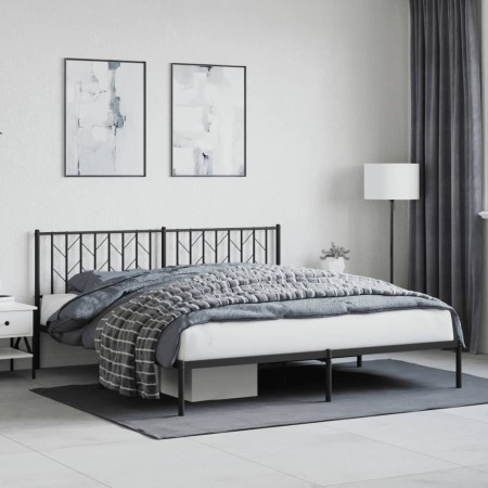 Estructura de cama con cabecero metal negro 180x200 cm de , Camas y somieres - Ref: Foro24-374441, Precio: 112,99 €, Descuent...