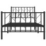 Estructura de cama con cabecero y estribo metal negro 90x200 cm de , Camas y somieres - Ref: Foro24-374448, Precio: 87,52 €, ...