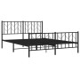 Black metal headboard and footboard bed frame 150x200cm by , Beds and slatted bases - Ref: Foro24-374457, Price: 124,70 €, Di...