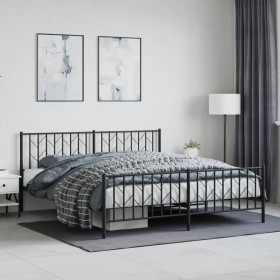 Black metal headboard and footboard bed frame 183x213cm by , Beds and slatted bases - Ref: Foro24-374460, Price: 134,99 €, Di...