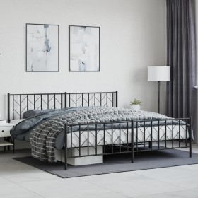 Black metal headboard and footboard bed frame 200x200cm by , Beds and slatted bases - Ref: Foro24-374462, Price: 128,99 €, Di...