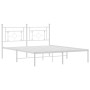 Estructura de cama con cabecero metal blanca 160x200 cm de , Camas y somieres - Ref: Foro24-374391, Precio: 98,83 €, Descuent...