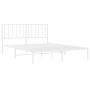 Metal bed frame with white headboard 150x200 cm by , Beds and slatted bases - Ref: Foro24-374488, Price: 100,48 €, Discount: %