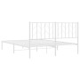 Metal bed frame with white headboard 150x200 cm by , Beds and slatted bases - Ref: Foro24-374488, Price: 100,48 €, Discount: %