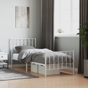 Metal bed frame with headboard and footboard white 80x200 cm by , Beds and slatted bases - Ref: Foro24-374495, Price: 67,99 €...