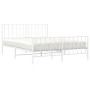 Metal bed frame with headboard and white footboard 150x200 cm by , Beds and slatted bases - Ref: Foro24-374506, Price: 109,30...