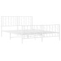 Metal bed frame with headboard and white footboard 150x200 cm by , Beds and slatted bases - Ref: Foro24-374506, Price: 109,30...