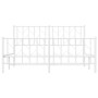 Metal bed frame with headboard and white footboard 150x200 cm by , Beds and slatted bases - Ref: Foro24-374506, Price: 102,99...