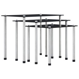 Stackable tables, 3 units, black tempered glass by vidaXL, Side tables - Ref: Foro24-249527, Price: 47,52 €, Discount: %