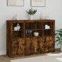 Sideboard with LED light 3 pieces engineered wood smoked oak by , Sideboards - Ref: Foro24-3209111, Price: 214,99 €, Discount: %