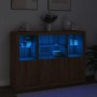 Sideboard with LED light, 3 pieces, engineered wood, brown oak. by , Sideboards - Ref: Foro24-3209113, Price: 221,99 €, Disco...