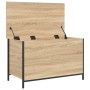 Banco almacenaje madera ingeniería roble Sonoma 80x42,5x50 cm de , Bancos para recibidores y almacenamiento - Ref: Foro24-839...