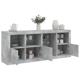 Sideboard with LED lights in concrete gray 164x37x67 cm by , Sideboards - Ref: Foro24-3209054, Price: 202,99 €, Discount: %