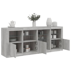 Sideboard with Sonoma grey LED lights 164x37x67 cm by , Sideboards - Ref: Foro24-3209056, Price: 205,69 €, Discount: %