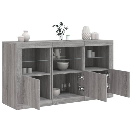 Sideboard with Sonoma grey LED lights 123x37x67 cm by , Sideboards - Ref: Foro24-3209063, Price: 148,31 €, Discount: %