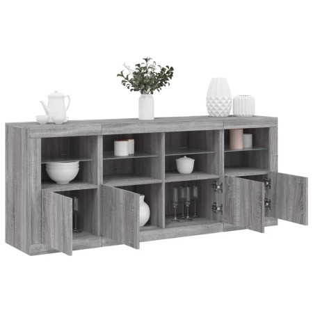 Sideboard with Sonoma gray LED lights 163x37x67 cm by , Sideboards - Ref: Foro24-3209077, Price: 181,57 €, Discount: %