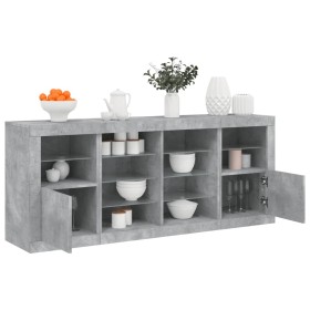 Sideboard with LED lights in concrete gray 163x37x67 cm by , Sideboards - Ref: Foro24-3209096, Price: 173,79 €, Discount: %