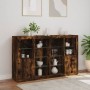 Sideboard with LED light 3 pieces engineered wood smoked oak by , Sideboards - Ref: Foro24-3209139, Price: 219,48 €, Discount: %