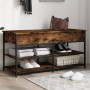 Engineered smoked oak wooden shoe bench 100x42.5x50 cm by , Benches for halls and storage - Ref: Foro24-839035, Price: 72,55 ...