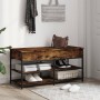 Engineered smoked oak wooden shoe bench 100x42.5x50 cm by , Benches for halls and storage - Ref: Foro24-839035, Price: 72,55 ...