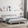 Sonoma gray engineered wood bed with headboard 200x200 cm by , Beds and slatted bases - Ref: Foro24-3207397, Price: 170,99 €,...