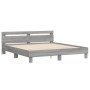 Sonoma gray engineered wood bed with headboard 200x200 cm by , Beds and slatted bases - Ref: Foro24-3207397, Price: 170,99 €,...