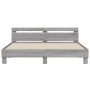 Sonoma gray engineered wood bed with headboard 200x200 cm by , Beds and slatted bases - Ref: Foro24-3207397, Price: 170,99 €,...