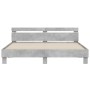 Cama con cabecero madera ingeniería gris hormigón 200x200 cm de , Camas y somieres - Ref: Foro24-3207395, Precio: 162,75 €, D...