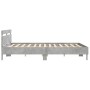 Cama con cabecero madera ingeniería gris hormigón 200x200 cm de , Camas y somieres - Ref: Foro24-3207395, Precio: 162,75 €, D...