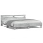 Estructura de cama cabecero y luces LED gris hormigón 200x200cm de , Camas y somieres - Ref: Foro24-3207521, Precio: 175,86 €...