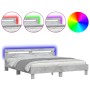 Estructura de cama cabecero y luces LED gris hormigón 200x200cm de , Camas y somieres - Ref: Foro24-3207521, Precio: 175,86 €...