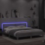 Concrete gray headboard bed frame and LED lights 200x200cm by , Beds and slatted bases - Ref: Foro24-3207521, Price: 170,17 €...