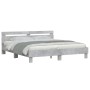 Estructura de cama cabecero y luces LED gris hormigón 200x200cm de , Camas y somieres - Ref: Foro24-3207521, Precio: 175,86 €...