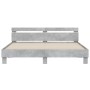 Estructura de cama cabecero y luces LED gris hormigón 200x200cm de , Camas y somieres - Ref: Foro24-3207521, Precio: 175,86 €...