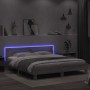 Sonoma gray headboard bed frame and LED lights 200x200 cm by , Beds and slatted bases - Ref: Foro24-3207523, Price: 175,99 €,...