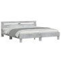 Estructura de cama cabecero y luces LED gris hormigón 160x200cm de , Camas y somieres - Ref: Foro24-3207535, Precio: 154,64 €...