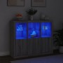 Sideboard with LED Light 3 Pieces Sonoma Gray Engineered Wood by , Sideboards - Ref: Foro24-3209105, Price: 206,21 €, Discoun...