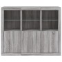 Sideboard with LED Light 3 Pieces Sonoma Gray Engineered Wood by , Sideboards - Ref: Foro24-3209105, Price: 206,21 €, Discoun...