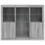 Sideboard with LED Light 3 Pieces Sonoma Gray Engineered Wood by , Sideboards - Ref: Foro24-3209126, Price: 194,87 €, Discoun...