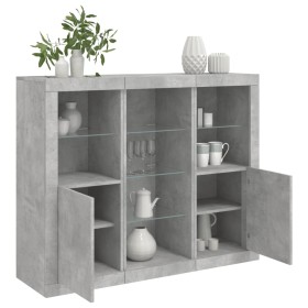 Sideboard with LED light 3 pieces concrete gray engineered wood by , Sideboards - Ref: Foro24-3209124, Price: 184,88 €, Disco...