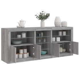 Sideboard with Sonoma grey LED lights 162x37x67 cm by , Sideboards - Ref: Foro24-3209035, Price: 186,99 €, Discount: %