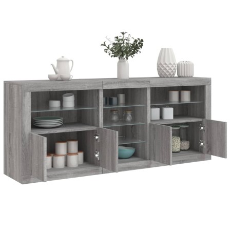 Sideboard with Sonoma grey LED lights 181.5x37x67 cm by , Sideboards - Ref: Foro24-3209042, Price: 224,83 €, Discount: %